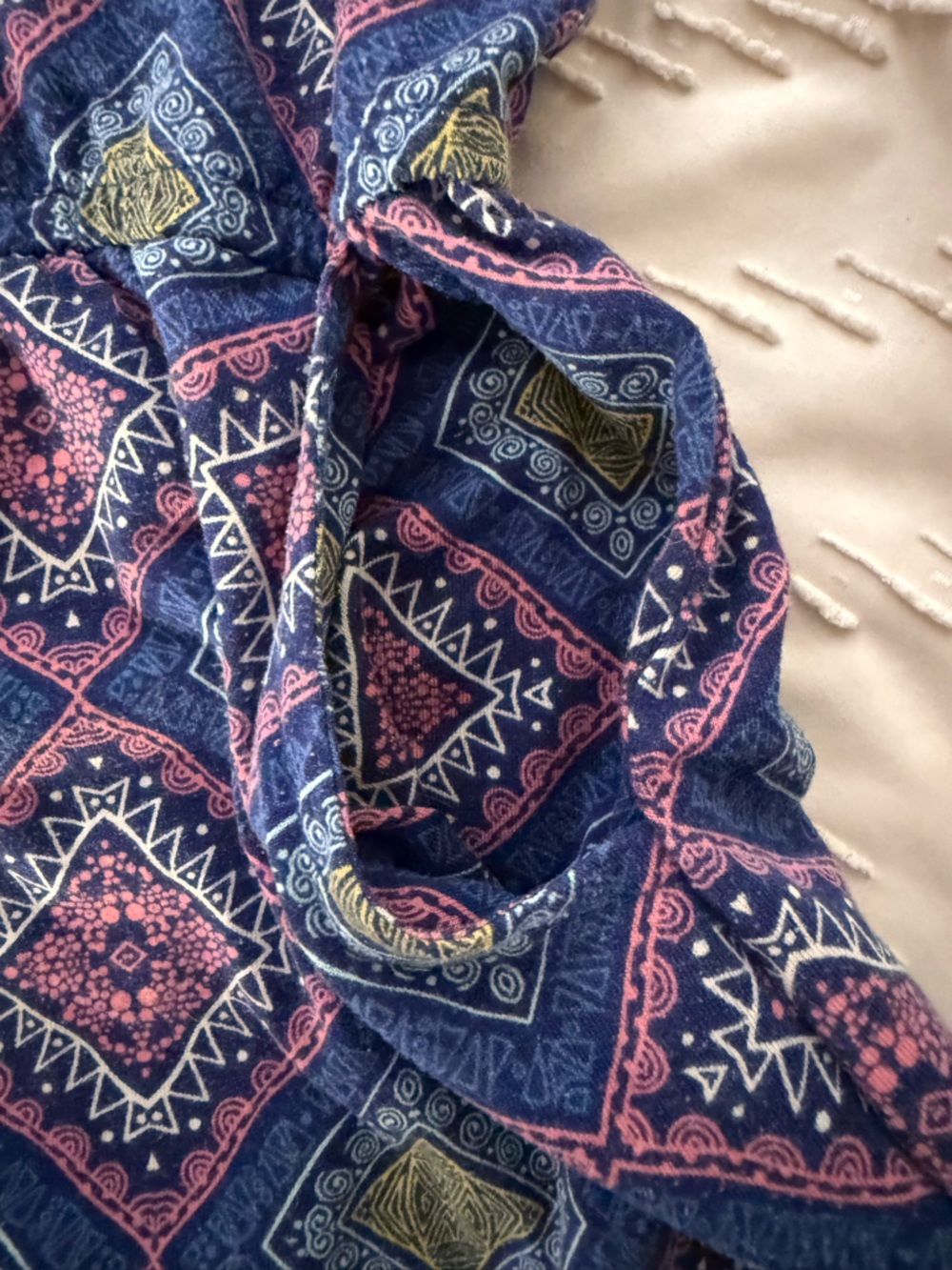LuLaRoe Navy Blue and Pink Geometric Diamond Print One-Piece - Picture 4 of 5